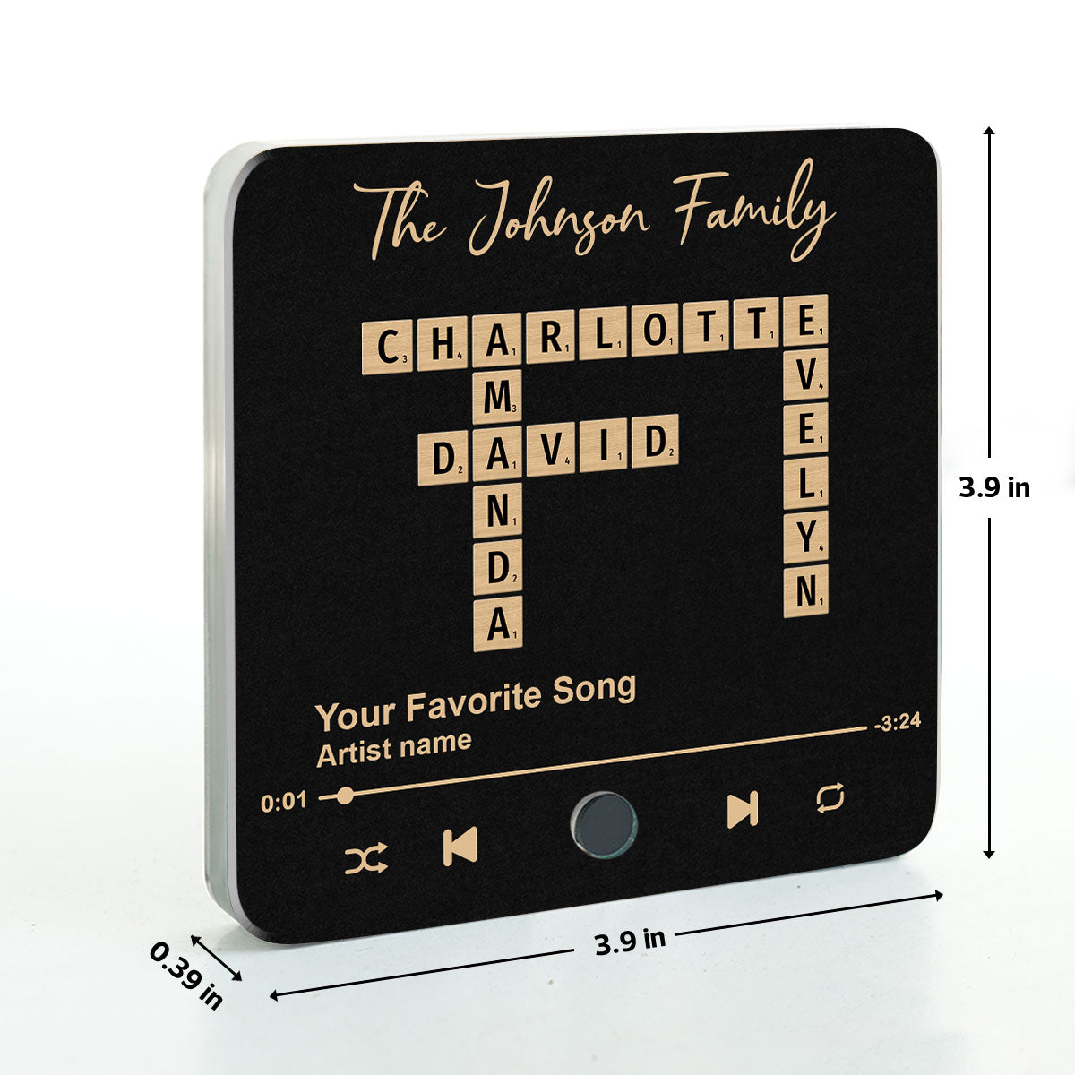 Family Crossword Art - Created In A Moment, Treasured Forever Personalized Music Fridge Magnet, Mother's Day, Father's Day Gift