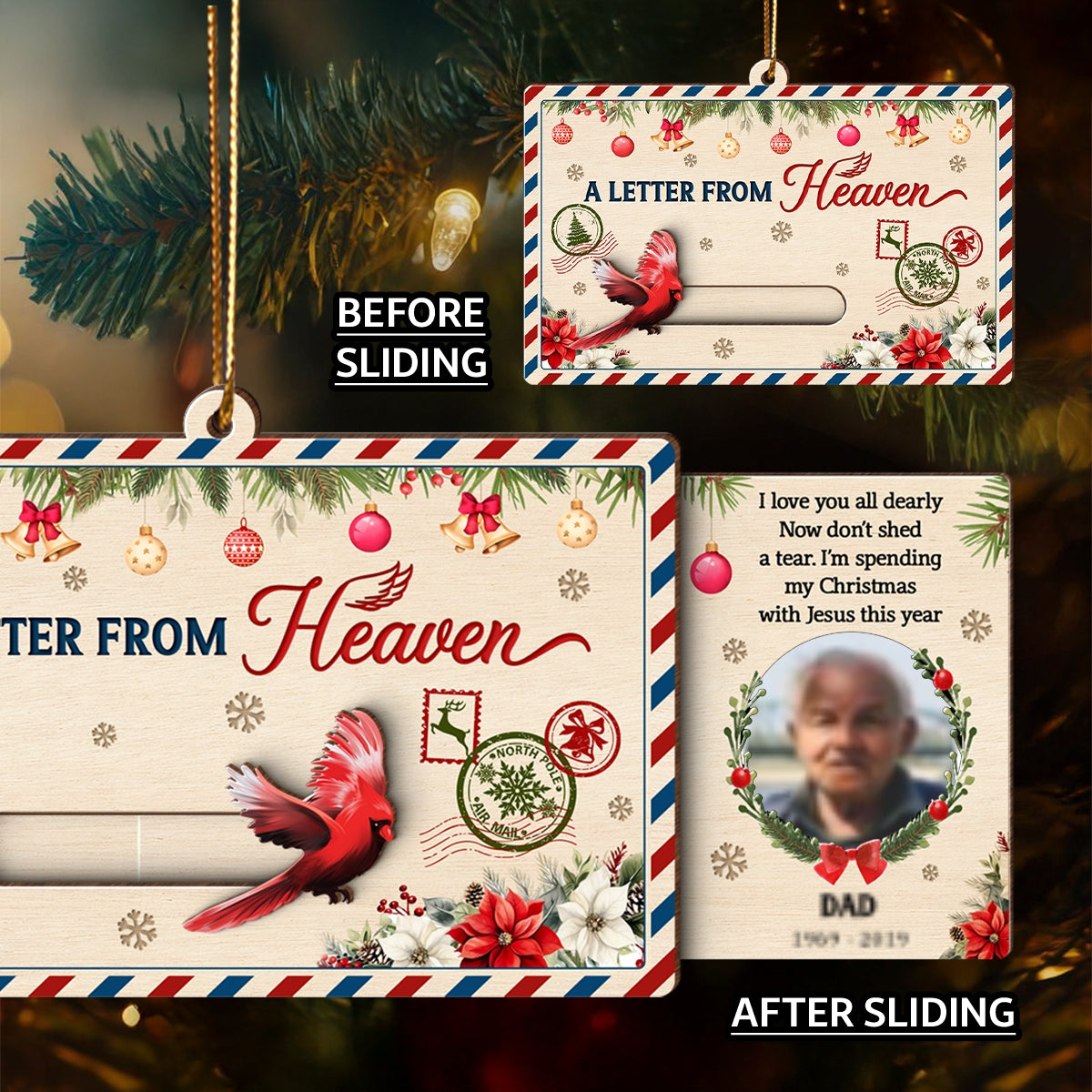 A Letter From Heaven Custom Photo - Personalized Slider Ornament - Meaningful Sympathy Gift Remembrance Keepsake