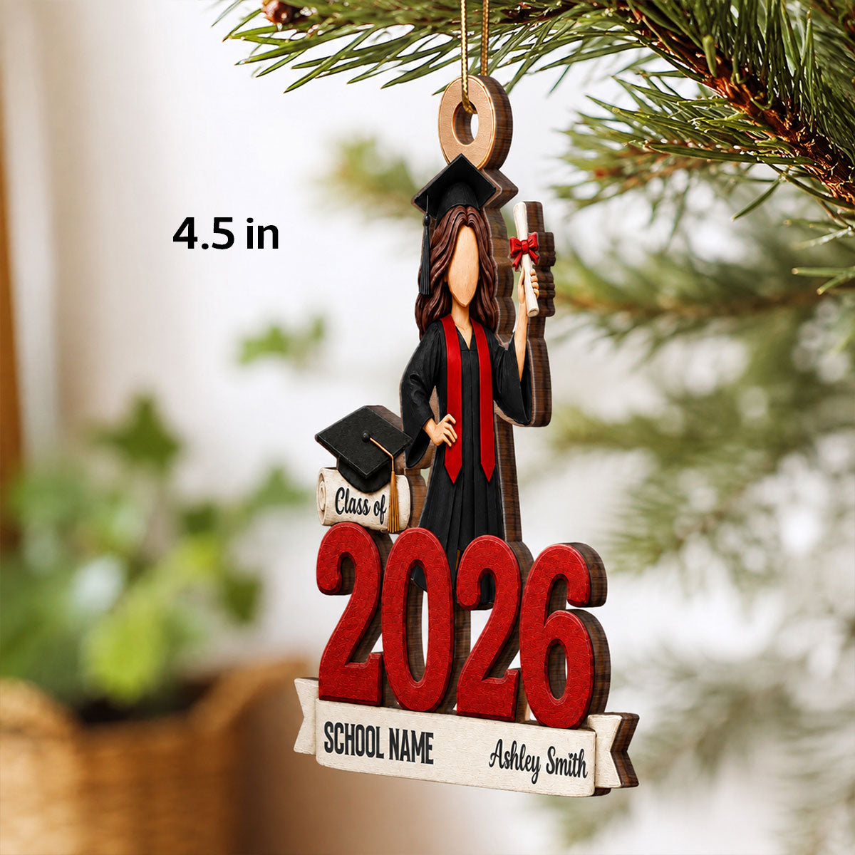 Class of 2026 Graduate Senior 2D Flat – Personalized Wooden Ornament – Graduation Gift