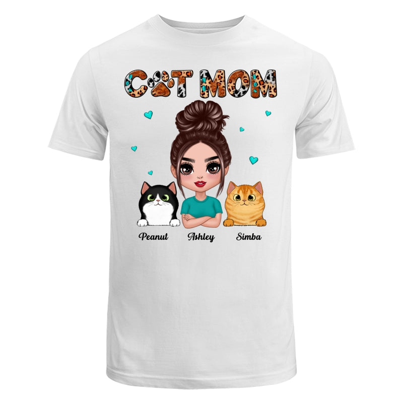 Teal And Leopard Doll Cat Mom Personalized Shirt