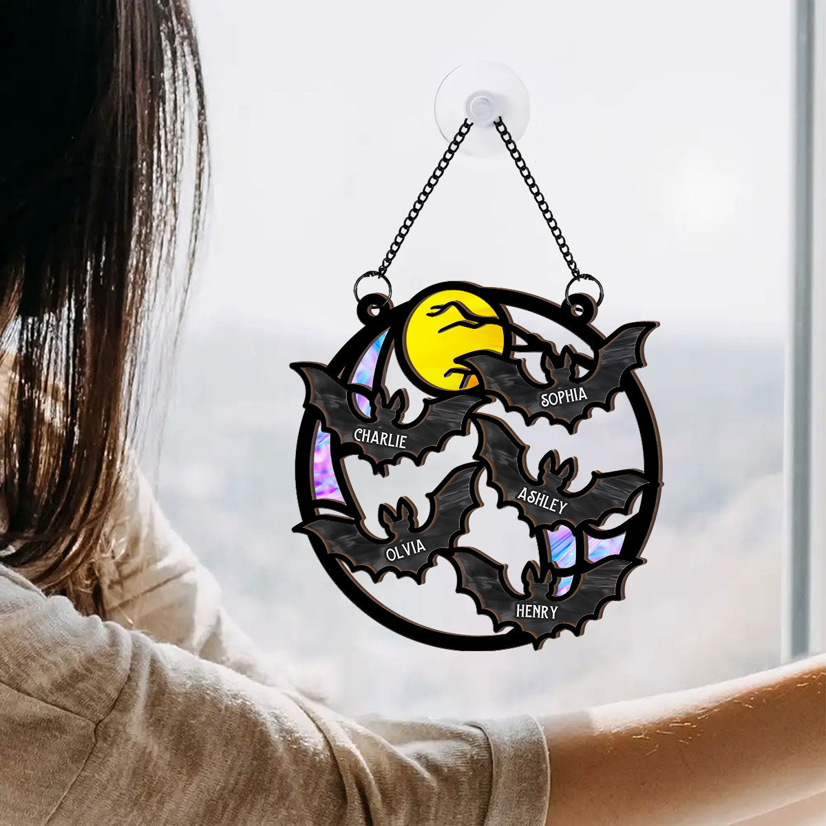 Family Bats Personalized Suncatcher, Halloween Decoration