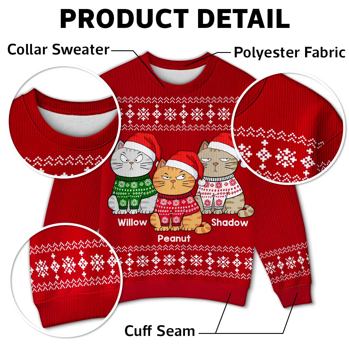 Christmas Funny Cats - Personalized Ugly Sweater - Gift For Cat Lovers, Cat Mom