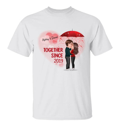 Couple Kissing Under Umbrella Valentine‘s Day Gift Personalized Shirt