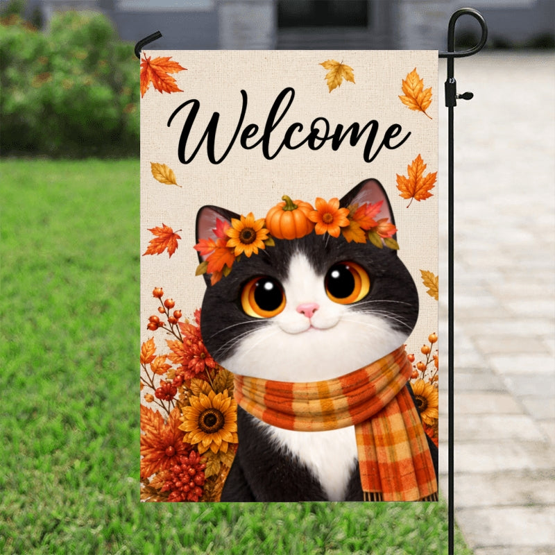 Cute Cats Welcome - Personalized Garden Flag - Cozy Fall Decor for Cat Lovers