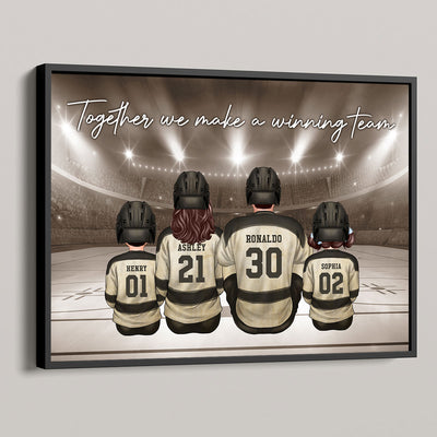 Retro Hockey Family Sitting Personalized Poster, Meaningful Father's Day Gift for Dad, Gift for Husband