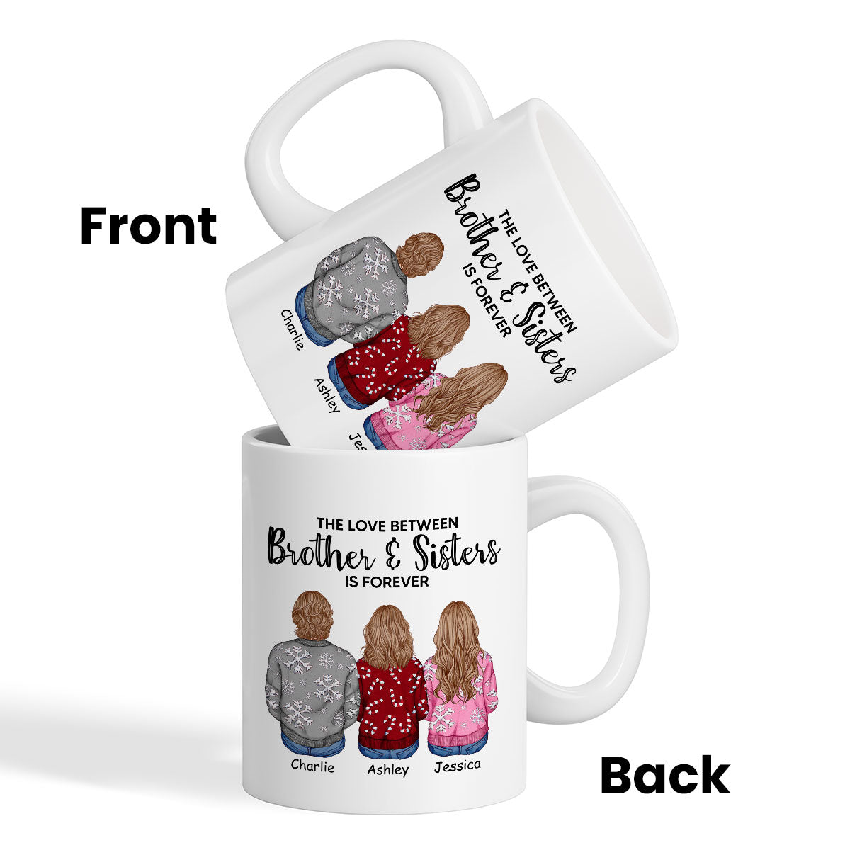 Personalized Siblings Christmas Mug, Personalized Brothers and Sisters Ornament, Siblings Gift
