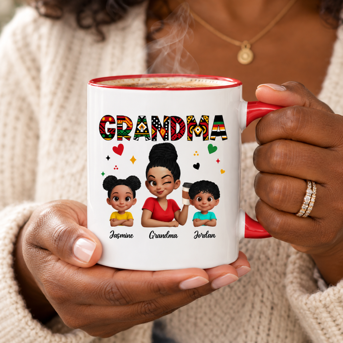 Tribal Pattern Grandma Grandkids Love - Personalized Mug - Gift For Grandma