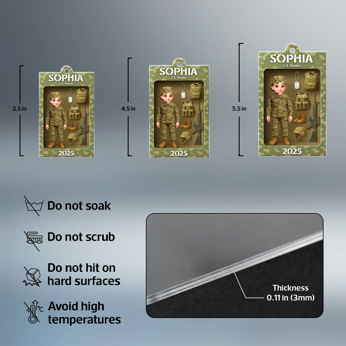 Army Action Figure 3D Effect - Personalized Acrylic Ornament - Special Chritsmas Gift For The Brave Soldier