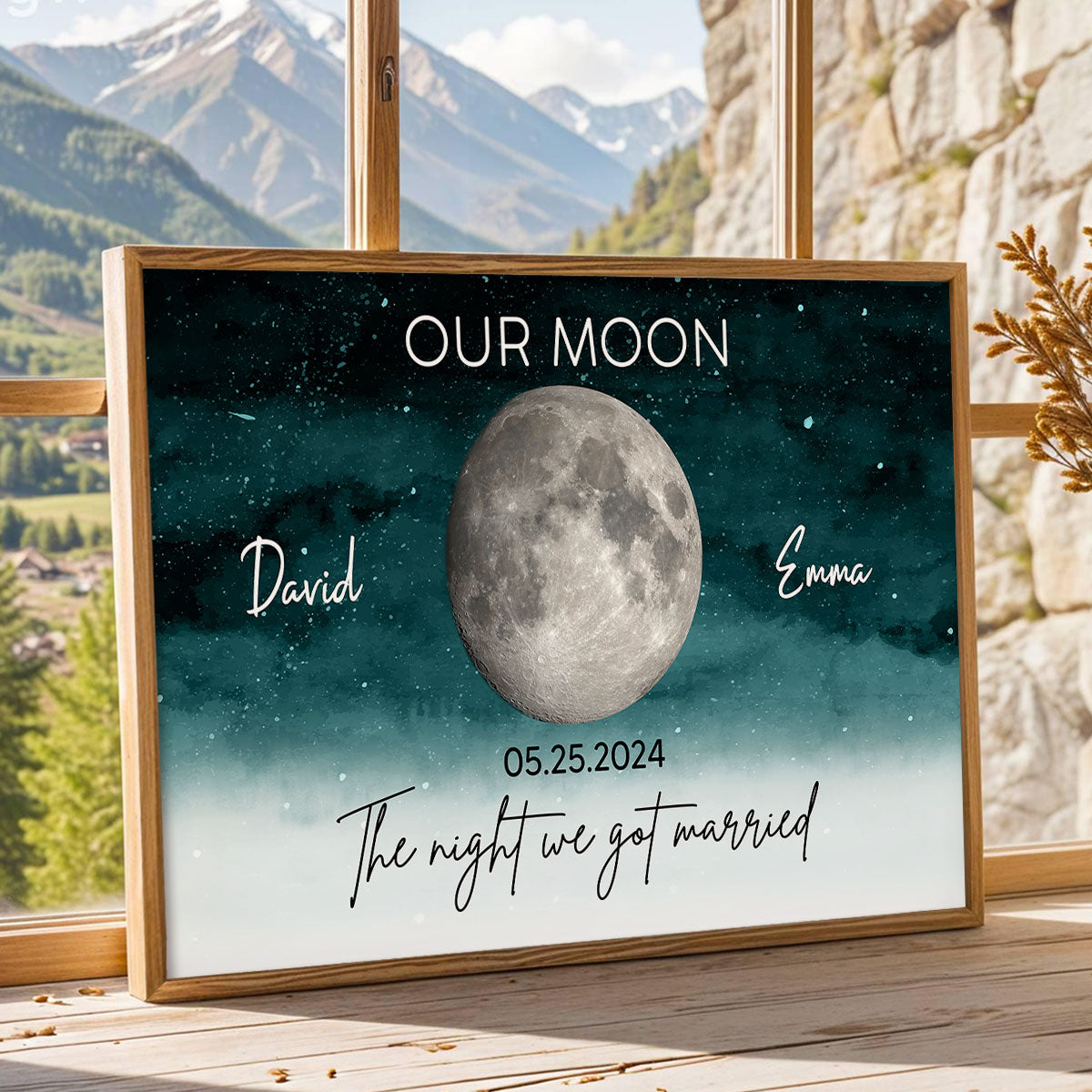 Starry Night Eternal Love Couple Custom Moon Phase Anniversary Date Personalized Poster