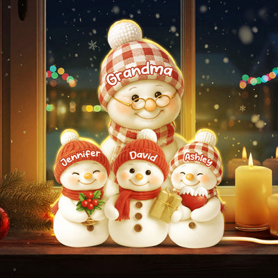 Snowman Grandma & Grandkids Together - Personalized Light Box - Christmas Gift for Grandma