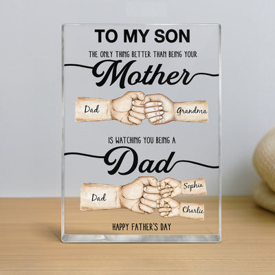 The Only Thing Better Than Being Your Mother Fist Bump Personalized Acrylic Block, Father's Day gift for Son from Mom