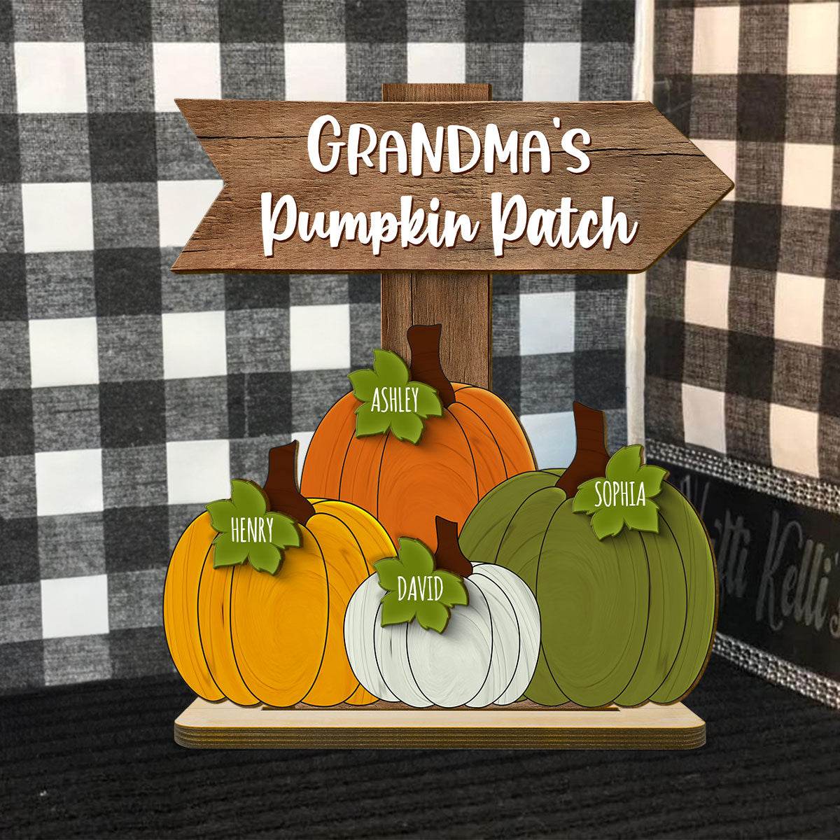 Pumpkin Patch Love – Personalized Autumn Plaque for Grandma’s Home