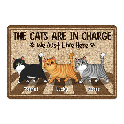 The Cats Are In Charge Walking Cross Personalized Doormat