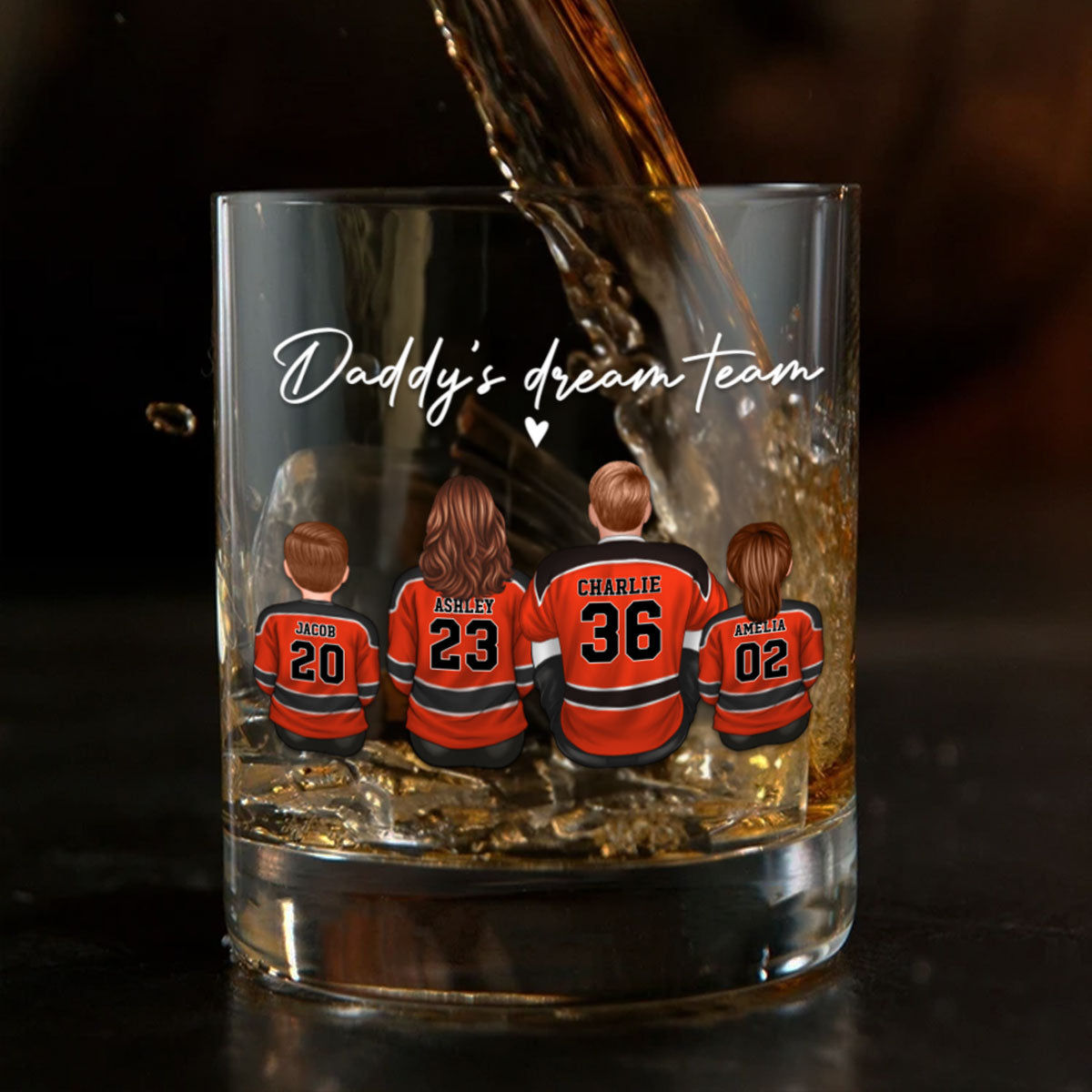 Hockey Daddy's Dream Team Personalized Wine Glass, Father's Day Gift for Hockey Dads