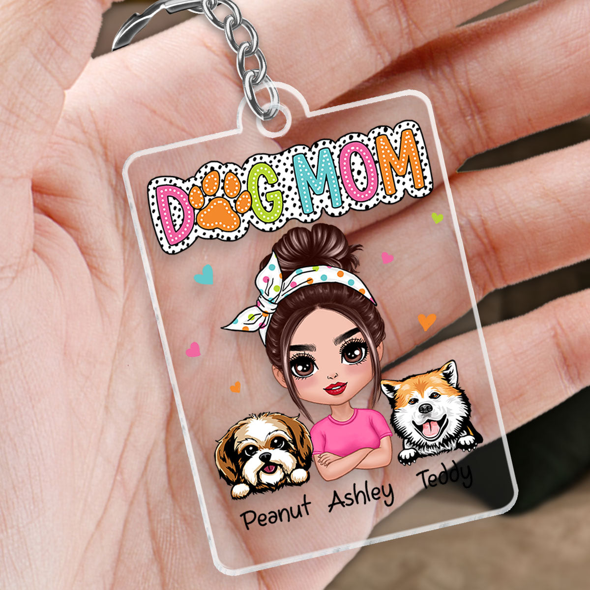 Exclusive Dog Mom Summer Vibes: Personalized Sassy Peeking Dogs Acrylic Keychain