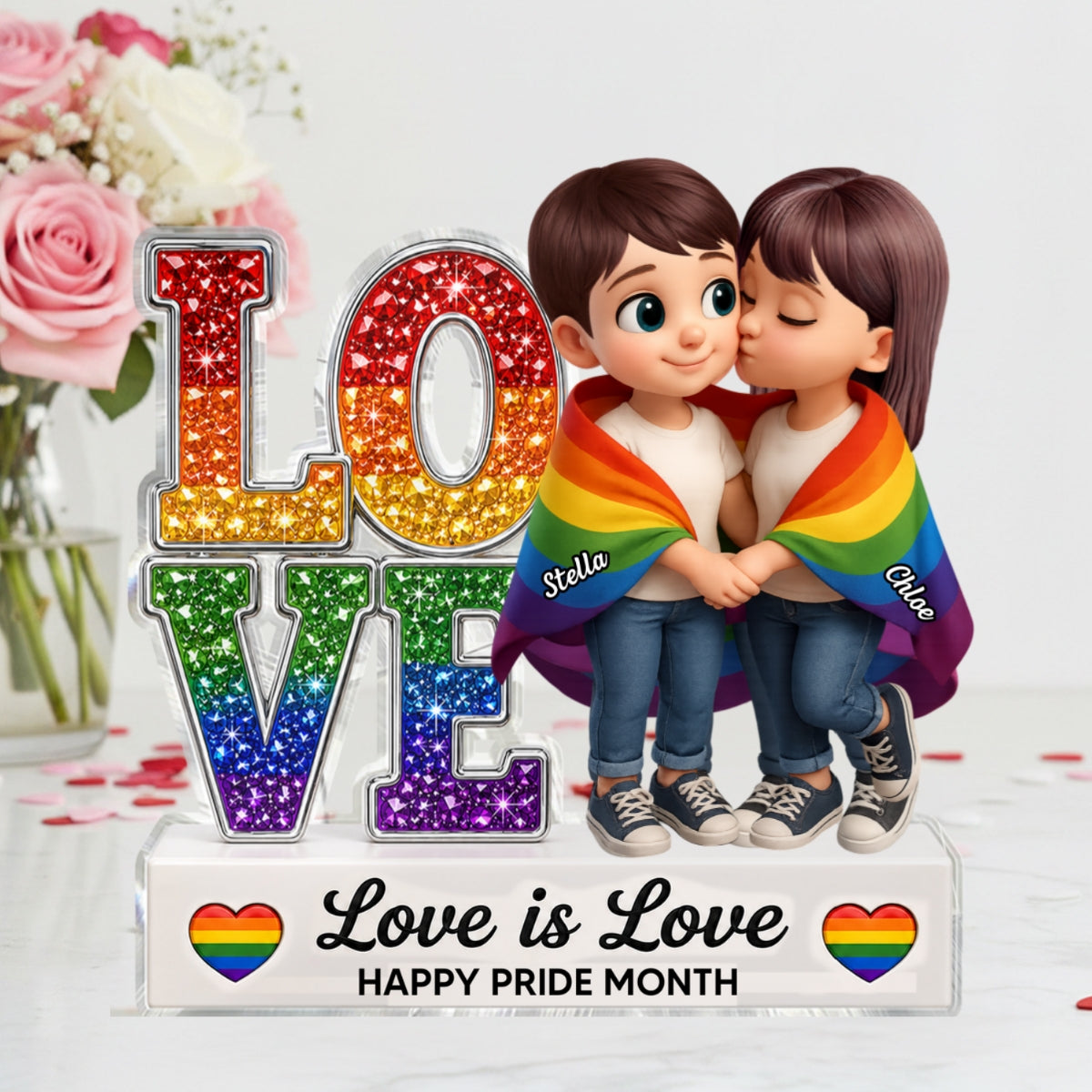 トップス L.G.B./LOVE-2/HSC/M LGBT+ Couple Love Is Love - Personalized Acrylic Block Plaque