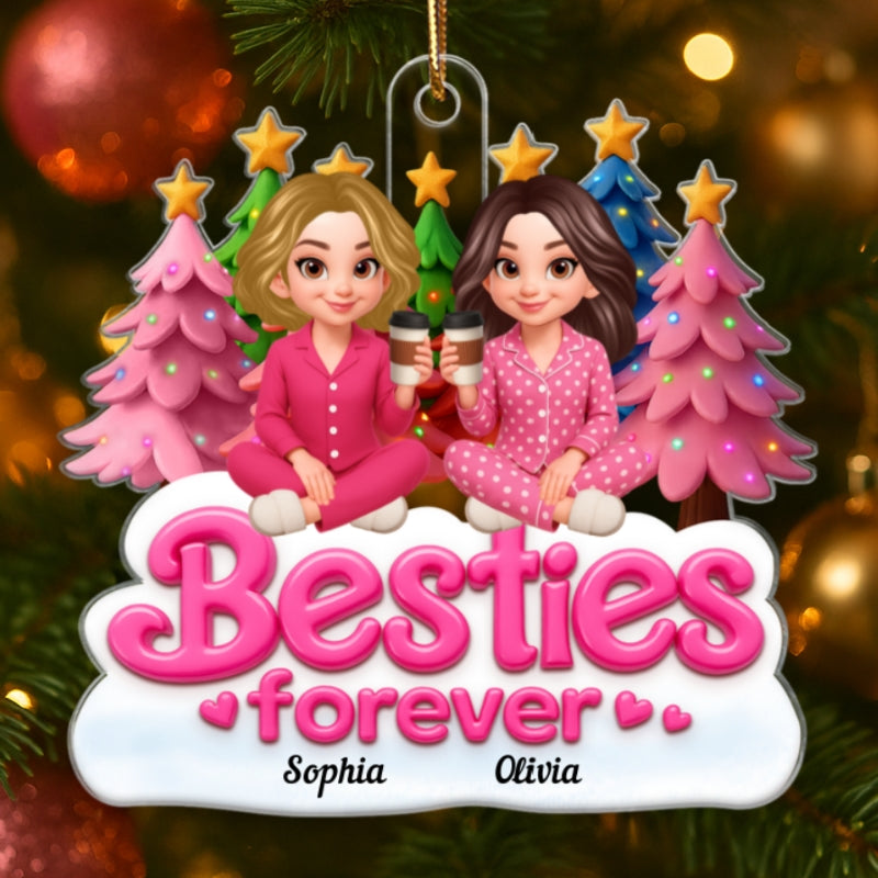 Pink Besties Forever Christmas - Personalized Acrylic Ornament