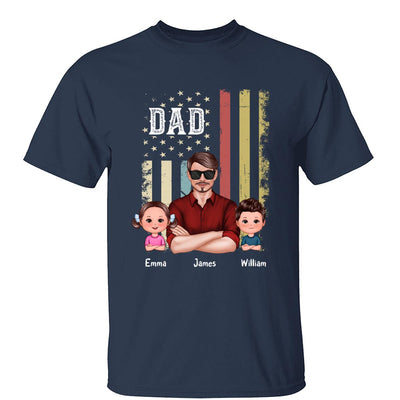 Dad Grandpa Flag Man & Doll Kids Personalized Shirt