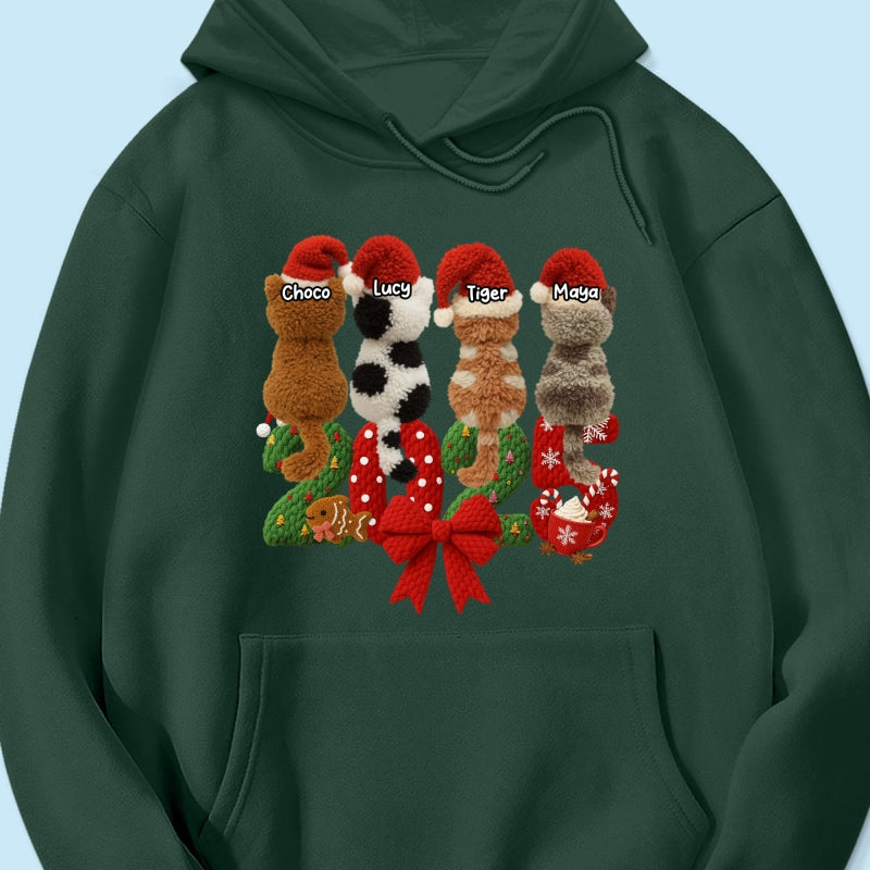 2025 Cat Lovers Latch Hook Yarn Faux - Personalized Sweatshirt - Christmas Gift for Cat Moms, Cat Dads