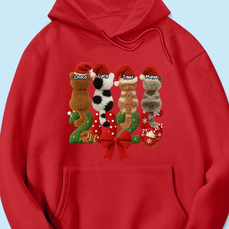 2025 Cat Lovers Latch Hook Yarn Faux - Personalized Sweatshirt - Christmas Gift for Cat Moms, Cat Dads