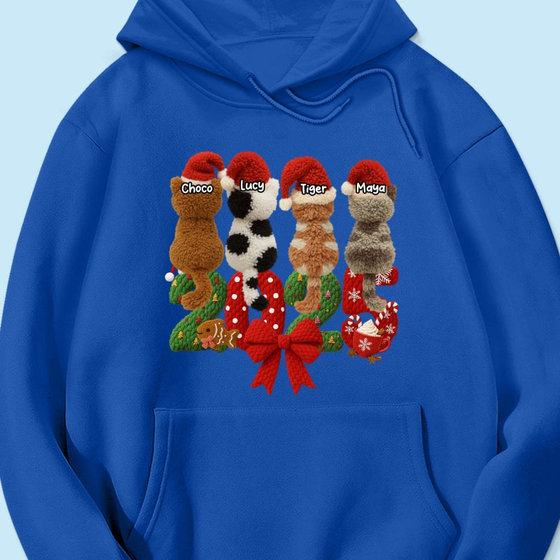 2025 Cat Lovers Latch Hook Yarn Faux - Personalized Sweatshirt - Christmas Gift for Cat Moms, Cat Dads