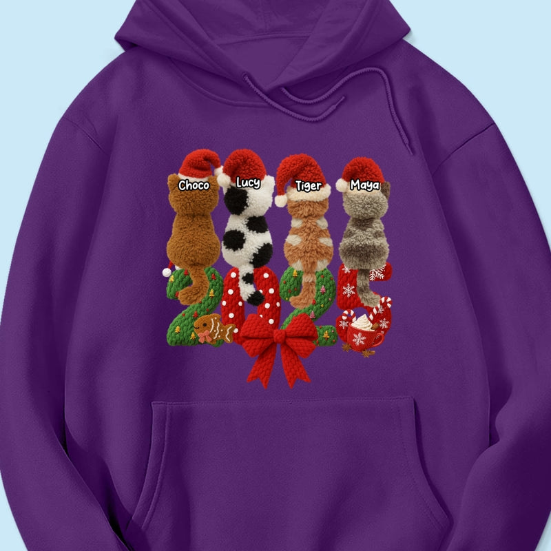 2025 Cat Lovers Latch Hook Yarn Faux - Personalized Sweatshirt - Christmas Gift for Cat Moms, Cat Dads