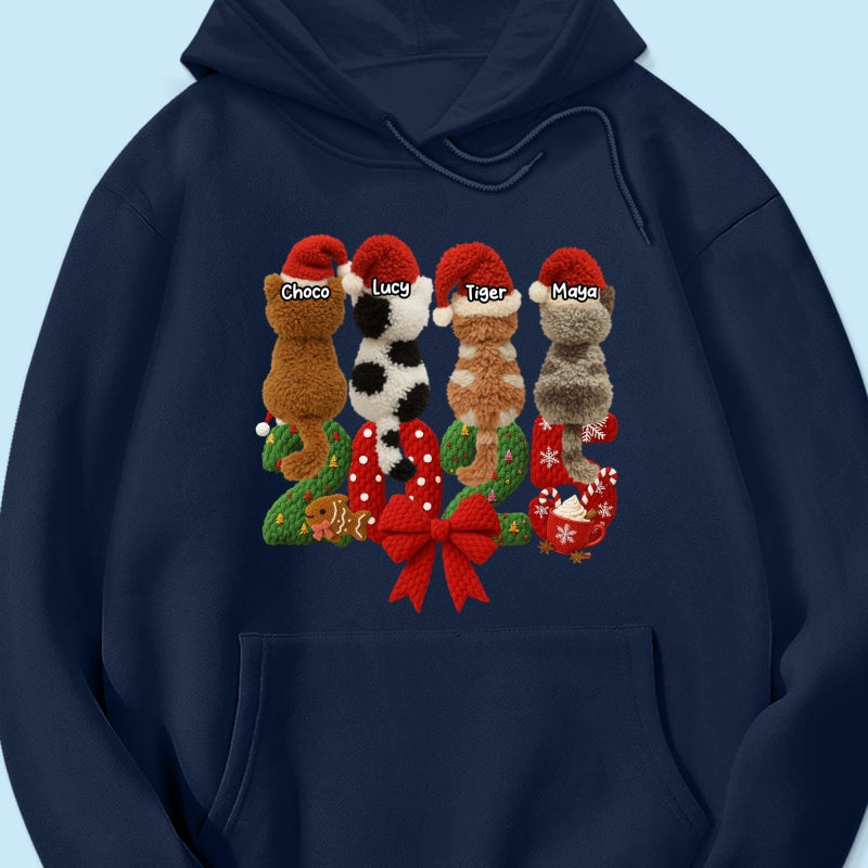 2025 Cat Lovers Latch Hook Yarn Faux - Personalized Sweatshirt - Christmas Gift for Cat Moms, Cat Dads