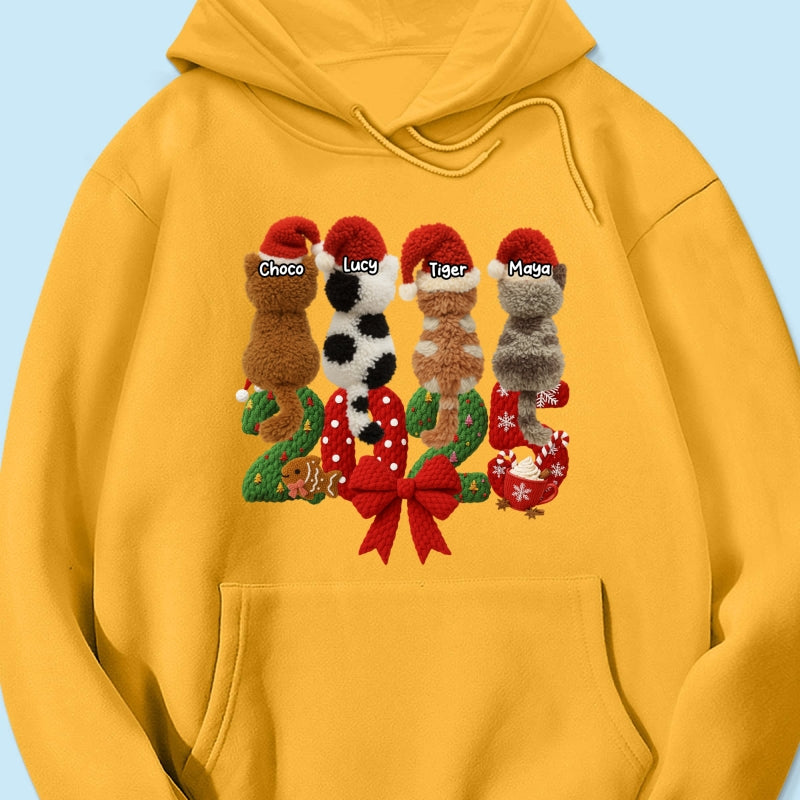 2025 Cat Lovers Latch Hook Yarn Faux - Personalized Sweatshirt - Christmas Gift for Cat Moms, Cat Dads