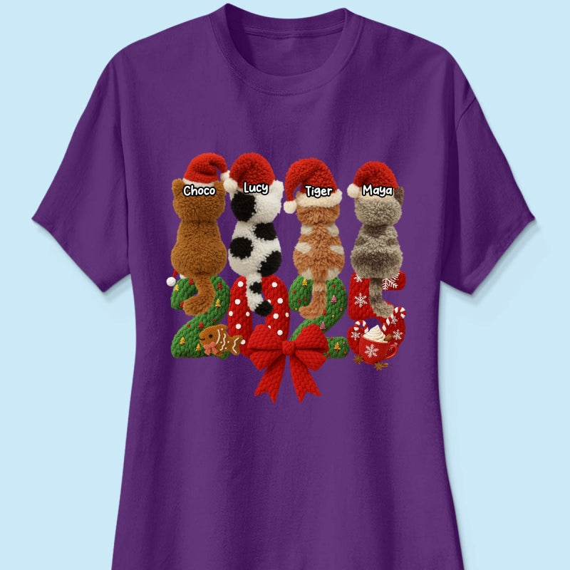 2025 Cat Lovers Latch Hook Yarn Faux - Personalized Sweatshirt - Christmas Gift for Cat Moms, Cat Dads