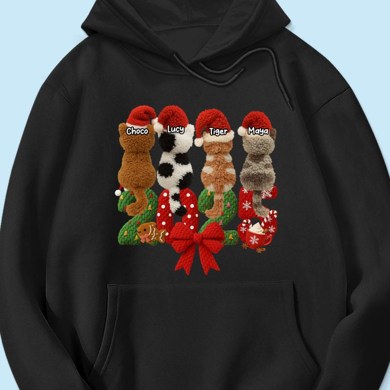 2025 Cat Lovers Latch Hook Yarn Faux - Personalized Sweatshirt - Christmas Gift for Cat Moms, Cat Dads
