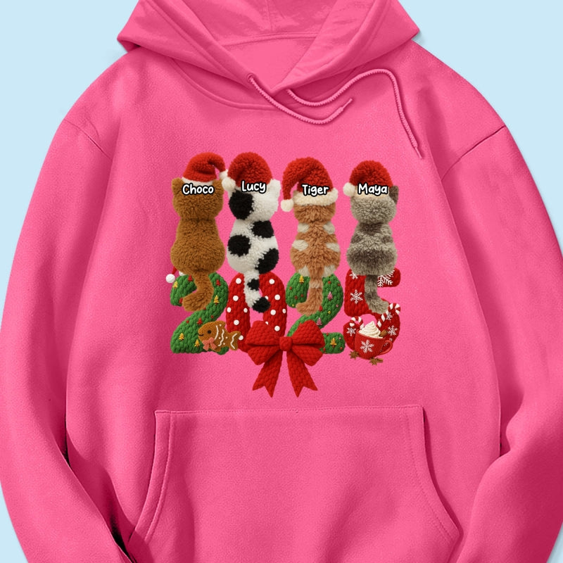 2025 Cat Lovers Latch Hook Yarn Faux - Personalized Sweatshirt - Christmas Gift for Cat Moms, Cat Dads