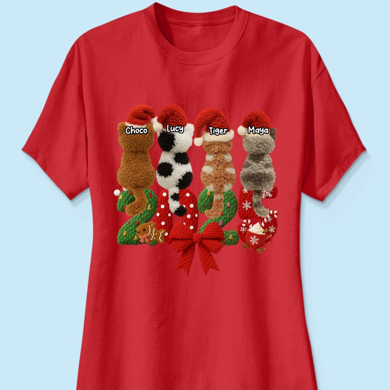 2025 Cat Lovers Latch Hook Yarn Faux - Personalized Sweatshirt - Christmas Gift for Cat Moms, Cat Dads