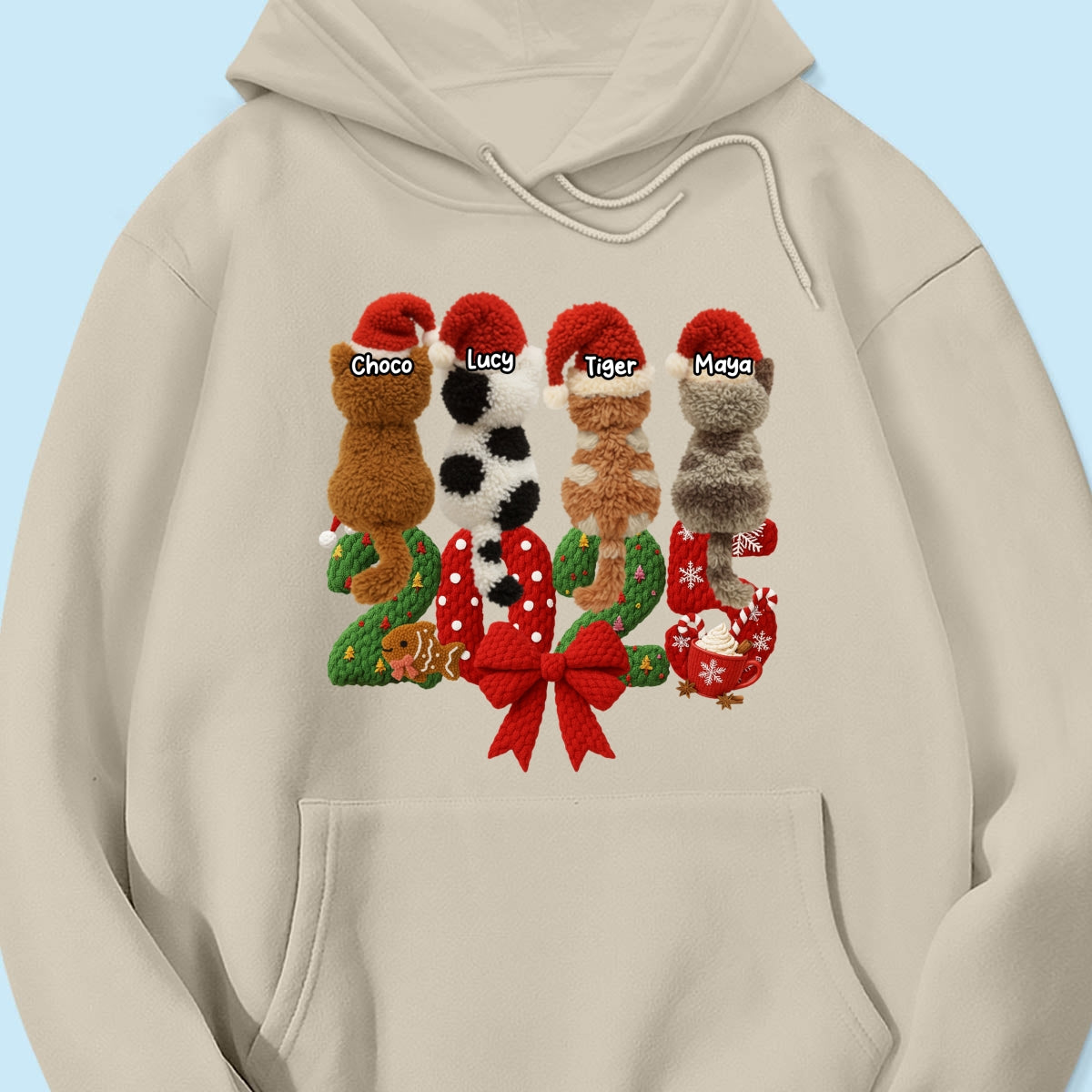 2025 Cat Lovers Latch Hook Yarn Faux - Personalized Sweatshirt - Christmas Gift for Cat Moms, Cat Dads