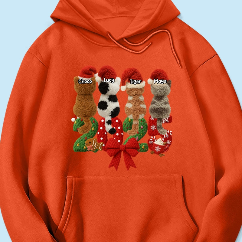 2025 Cat Lovers Latch Hook Yarn Faux - Personalized Sweatshirt - Christmas Gift for Cat Moms, Cat Dads