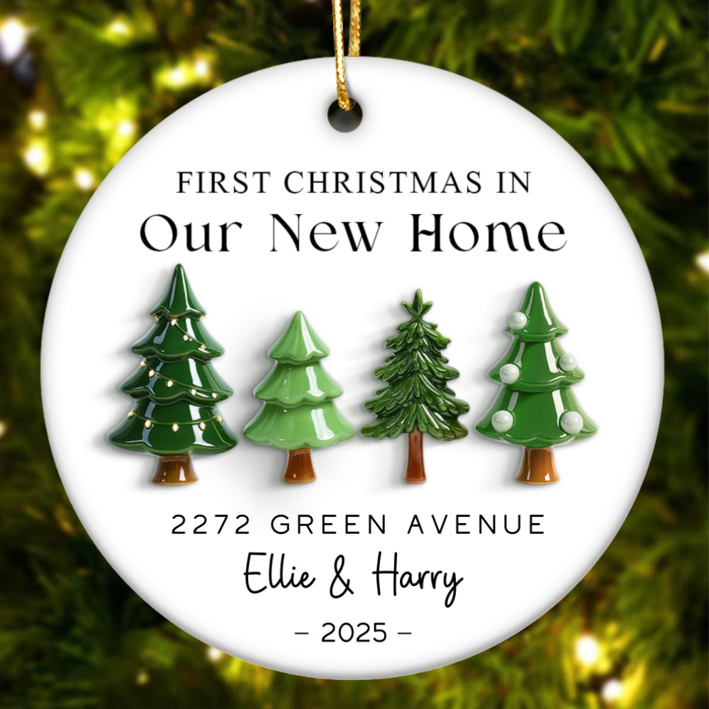 First Christmas In New Home 3D Effect - Personalized Ceramic Ornament - New Home Decor