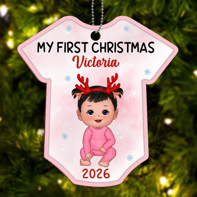 Baby In Baby Onesie Personalized Wooden Ornament