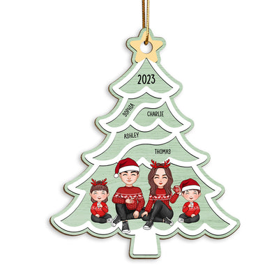 Christmas Tree Swirl Family Member Personalized Wooden Ornament