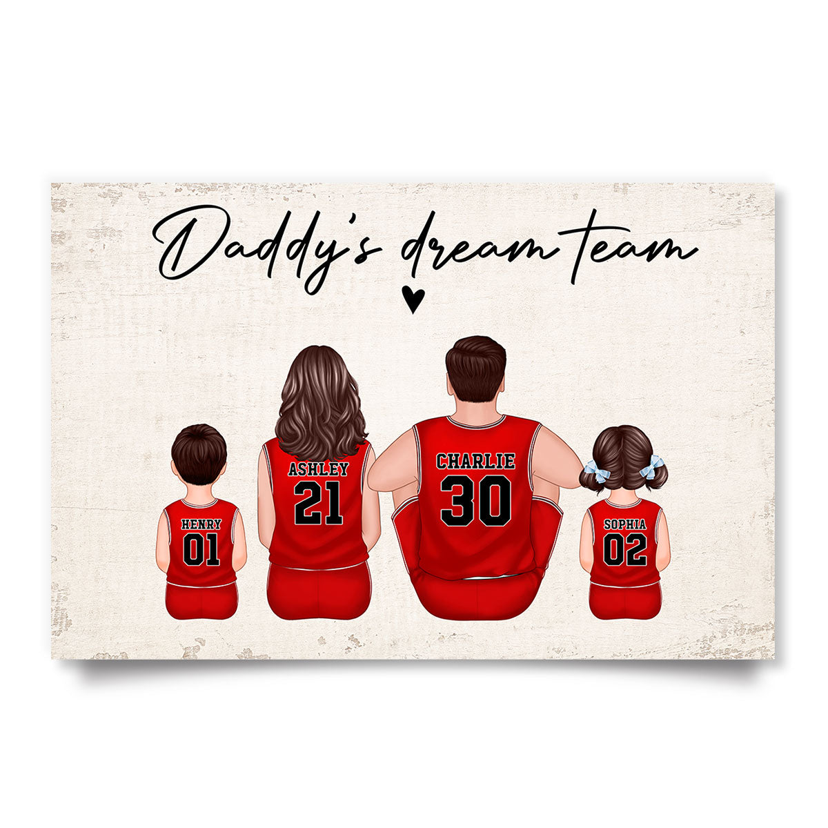 Basketball Team Personalized Family Poster Custom Gift for Dad Husband or Home Decor