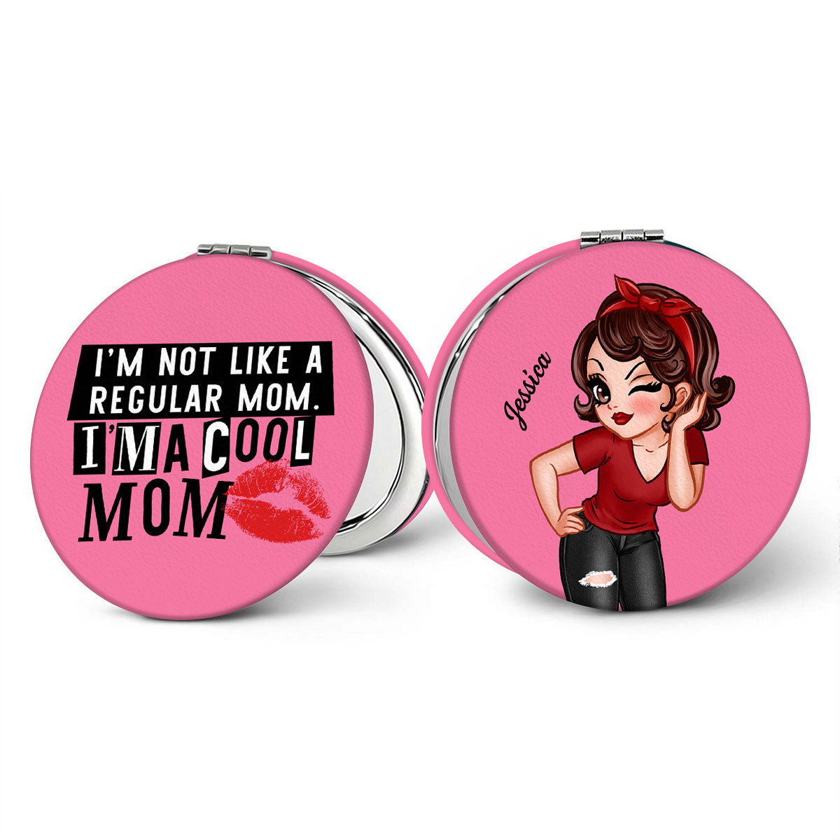 Cool Mom Not Regular Mom Personalized Circle Compact Mirror