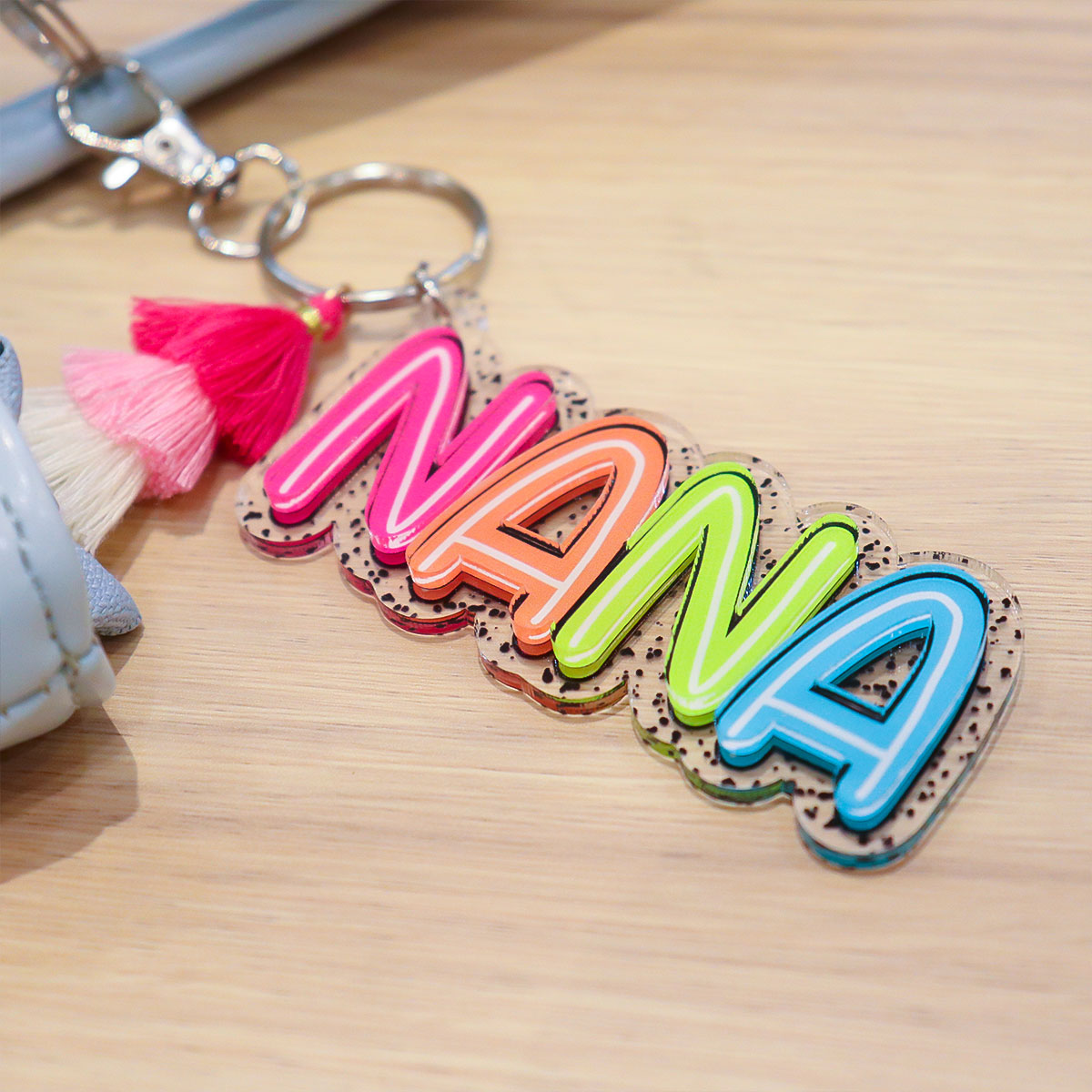Grandma Mom Colorful Pattern Personalized 2-Layer Acrylic Keychain