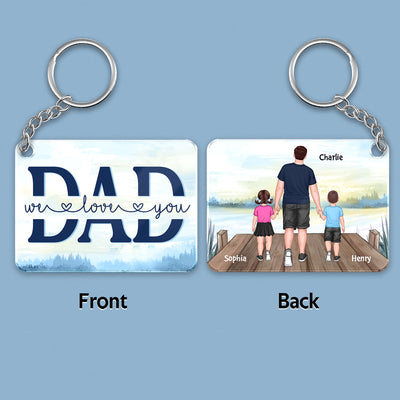 Best Dad Ever Walking Dad And Kids On Bridge Personalized Acrylic Keychain