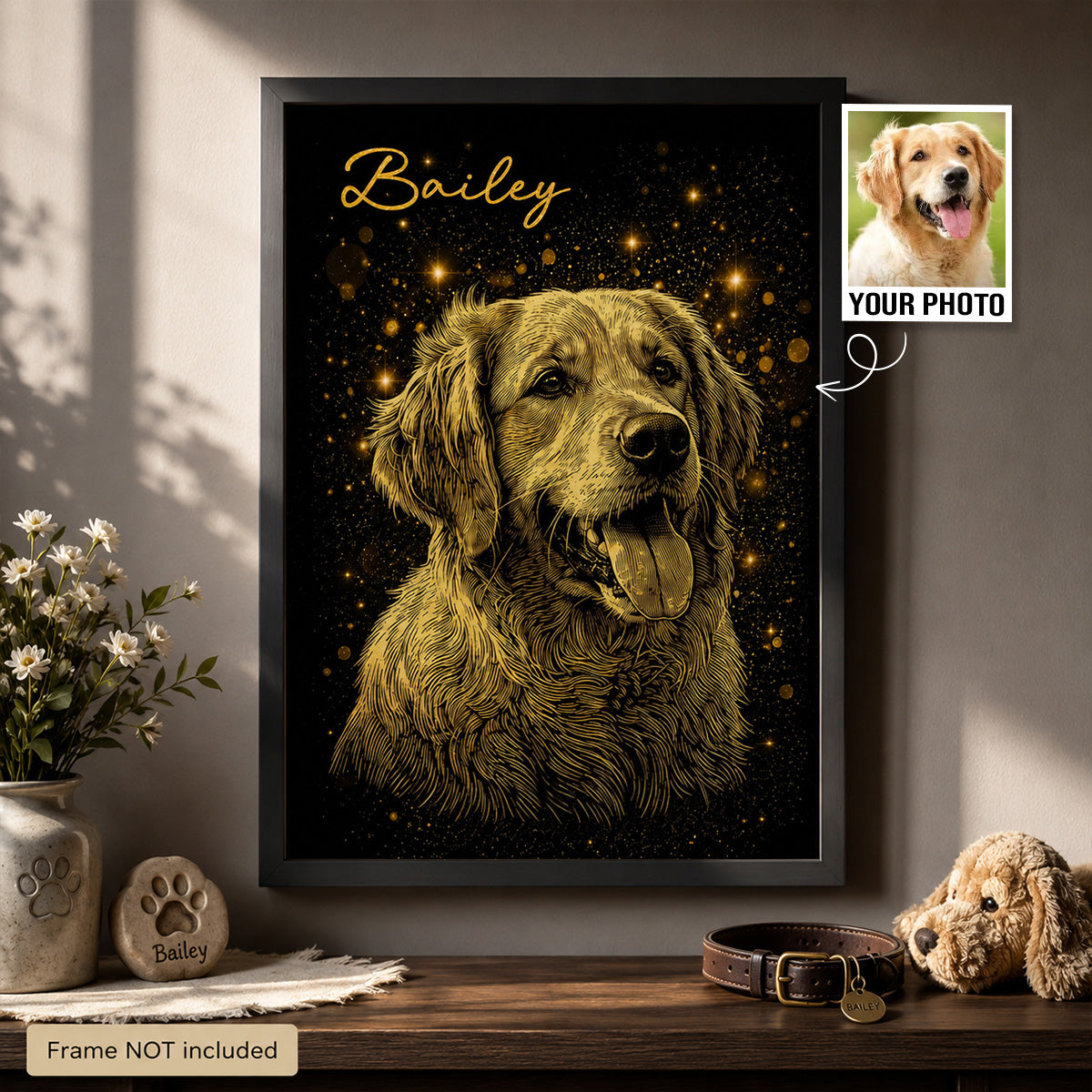 Golden Pet Memorial - Personalized Poster - Pet Loss Tribute Thoughtful Memorial from Photo