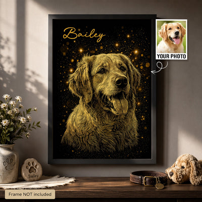 Golden Pet Memorial - Personalized Poster - Pet Loss Tribute Thoughtful Memorial from Photo