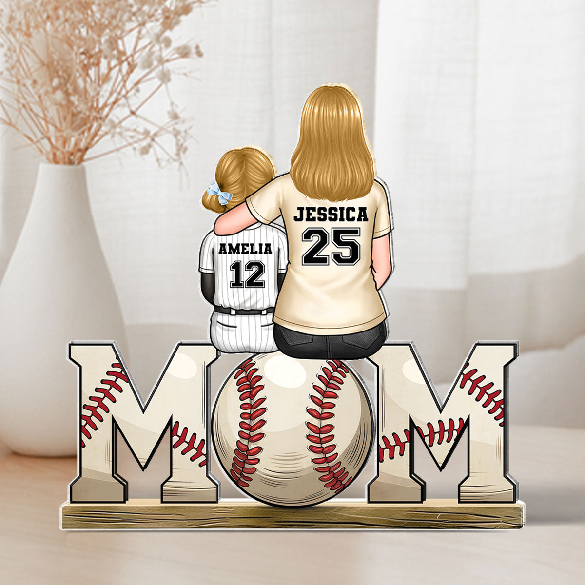 Baseball, Softball Mom And Kids Personalized Acrylic Block Plaque, Gift