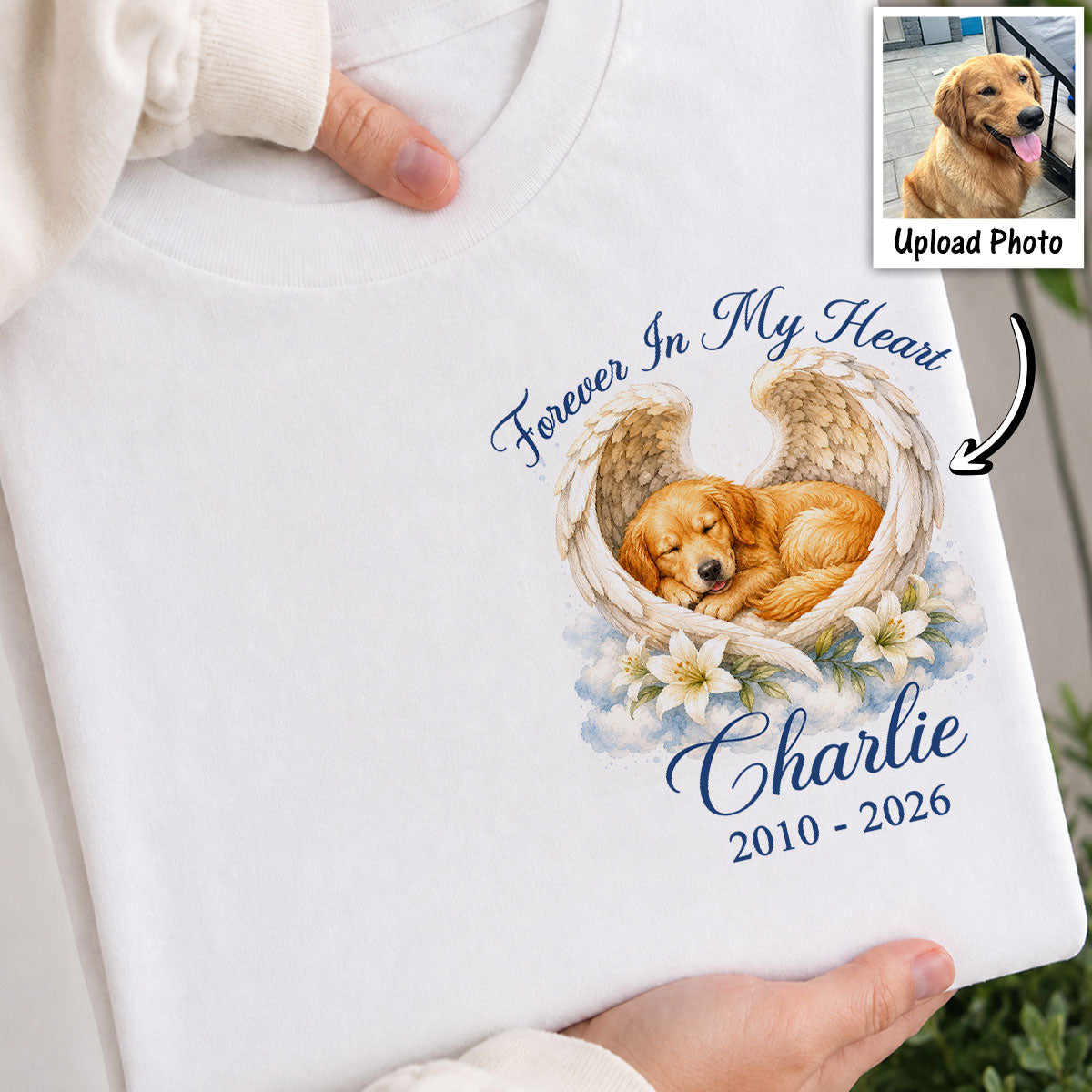 Memorial Upload Dog Cat Custom Photo - Personalized Shirt - Memorial Shirt, Sympathy, Remembrance Gift