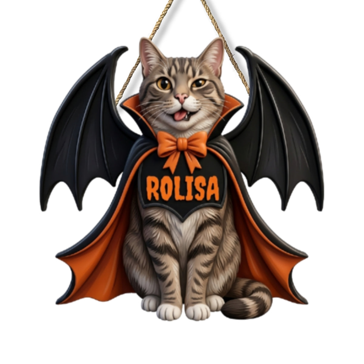 Custom Dog Cat Vampire - Personalized Door Hanger Sign - Spooky Rustic Halloween Porch Decoration