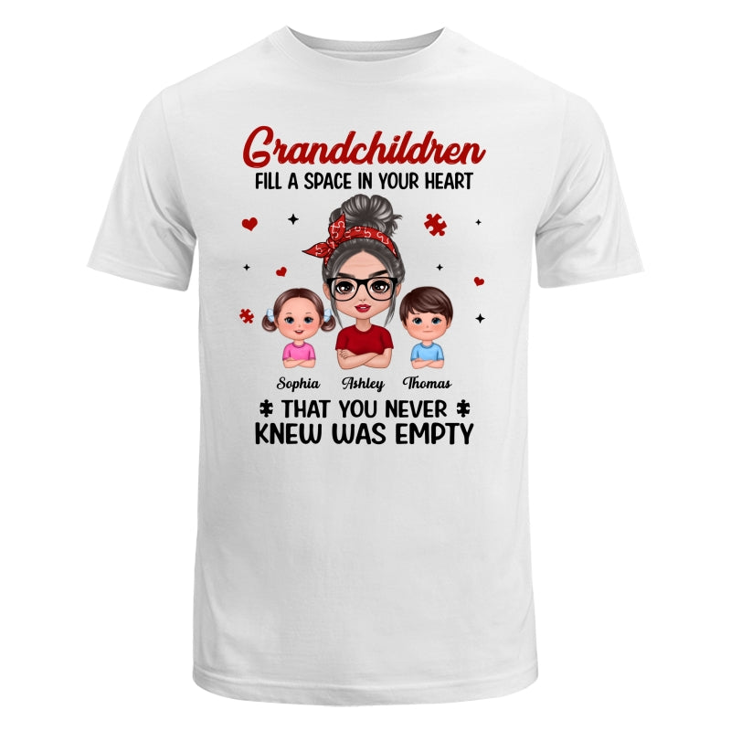 Grandchildren Fill Spaces In Grandma Heart Doll Grandma And Grandkids Personalized Shirt