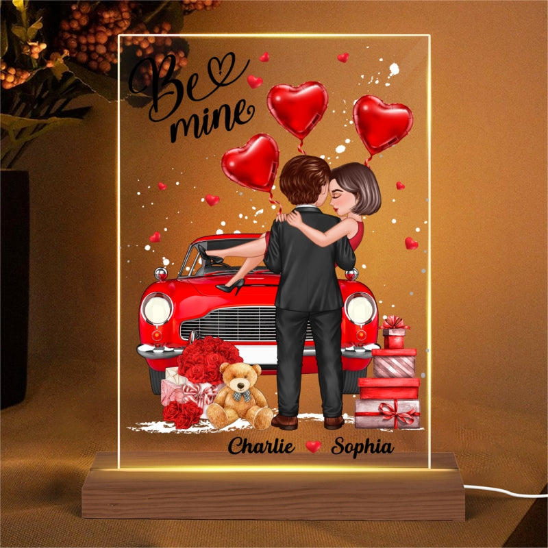 Embracing Hugging Couple Car Personalized Acrylic LED Night Light