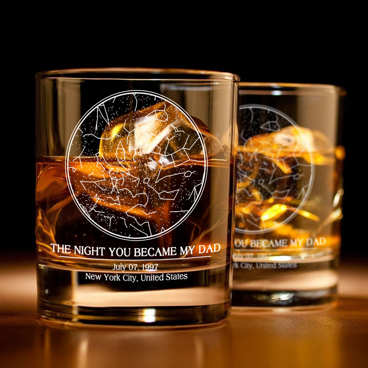 Custom Star Map by Date, The Day You Became My Dad Personalized Wine Glass, Father's Day Gift for Dad, Gift for Husband