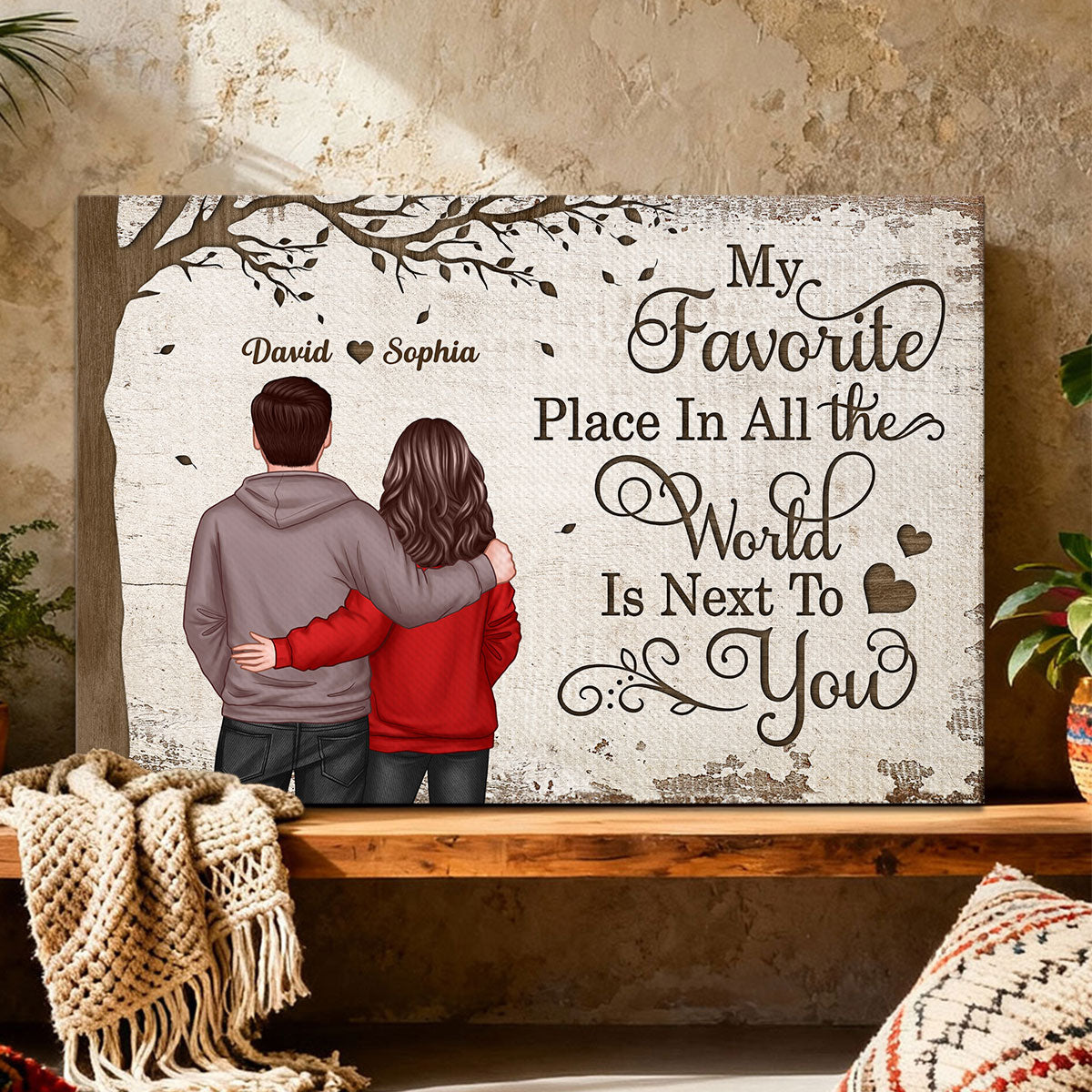 Favorite Place In The World Couple Back View - Personalized Poster - Unique Valentine's Day Gift For Him, Gift For Her